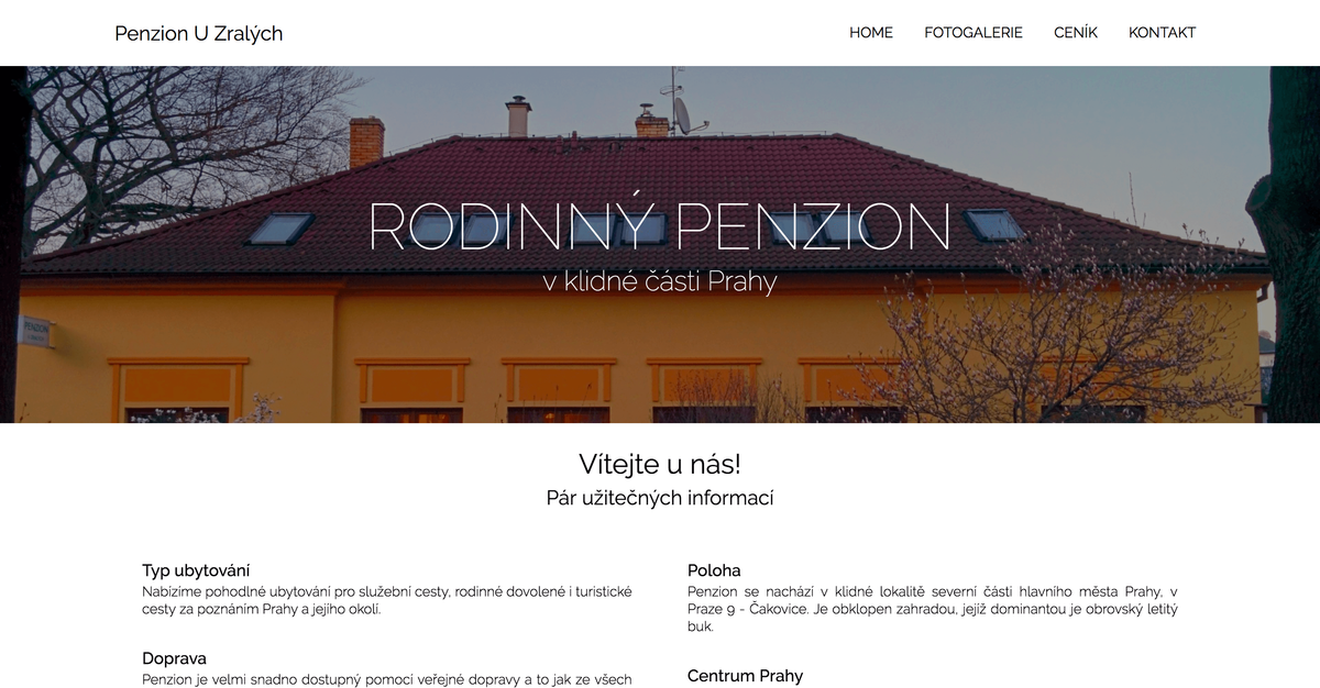Web rodinného penzionu